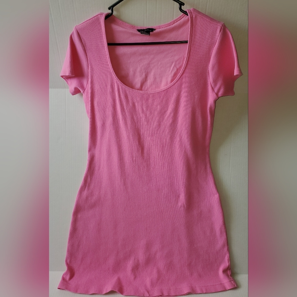 Moda International Vintage Women's Bodycon T-shirt Mini Dress Sz Med Pink